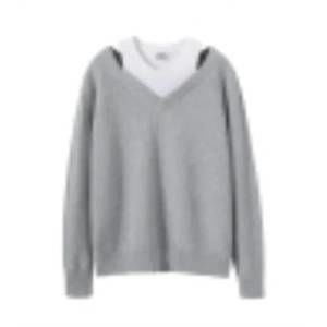 27 Miles Malibu Light Gray V-Neck Sweater
